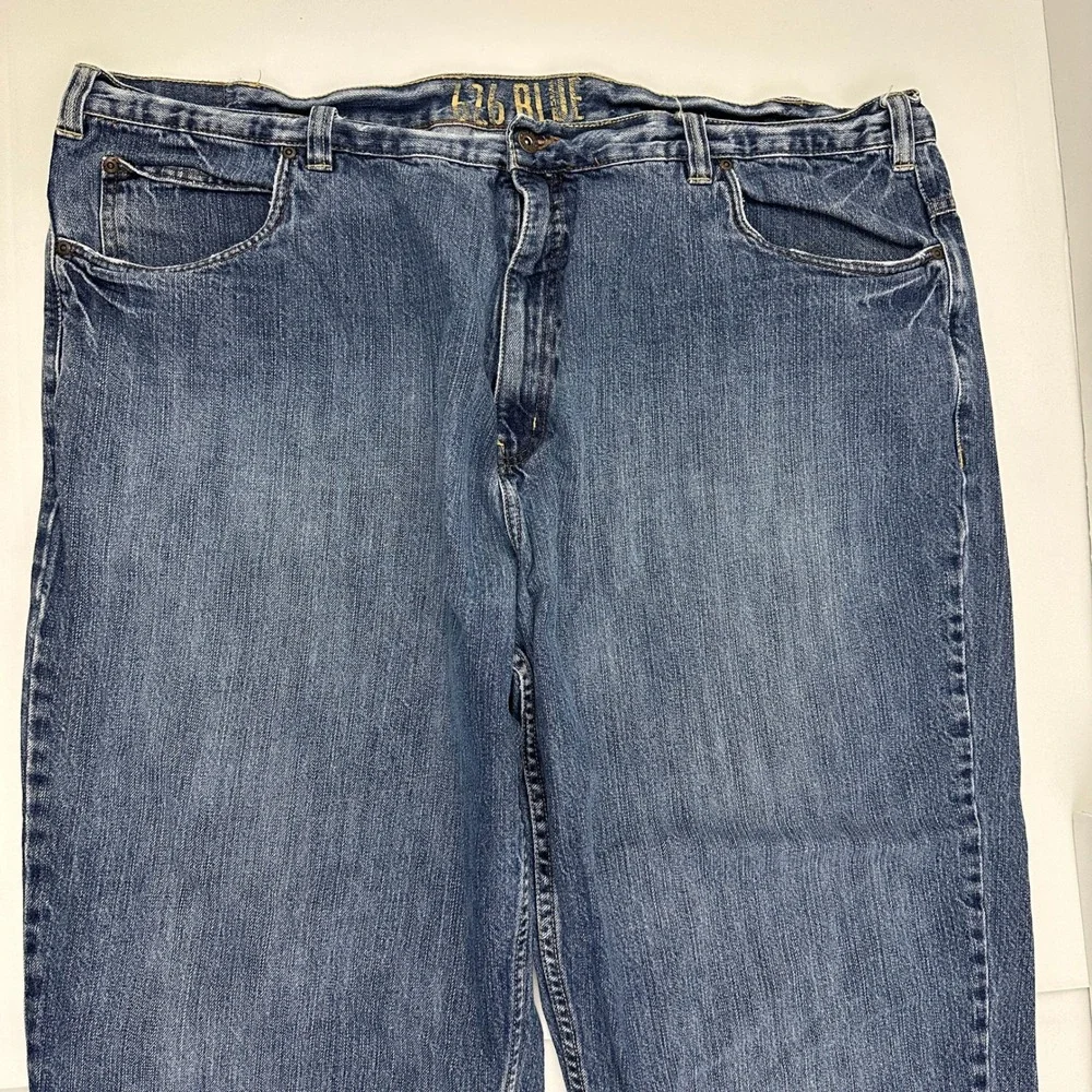 626 Blue Loose Fit Jeans Mens 48x30 Blue Dark Wash Denim Frayed Hem